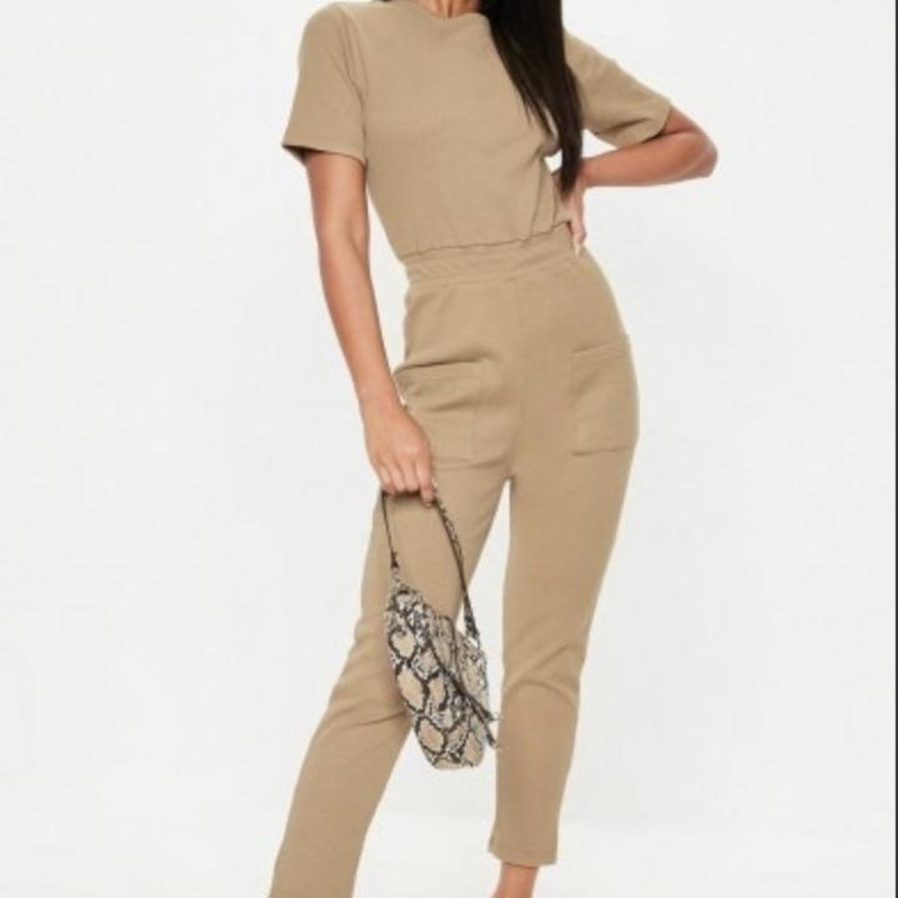 Missguided tan deals jumpsuit