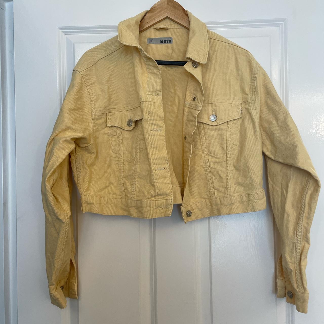 Topshop yellow cropped denim jacket. In good condition. - Depop