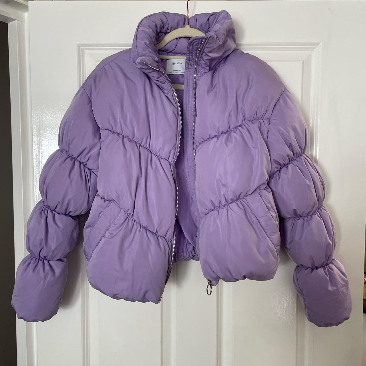 Bershka lilac cropped puffer jacket. Perfect... - Depop