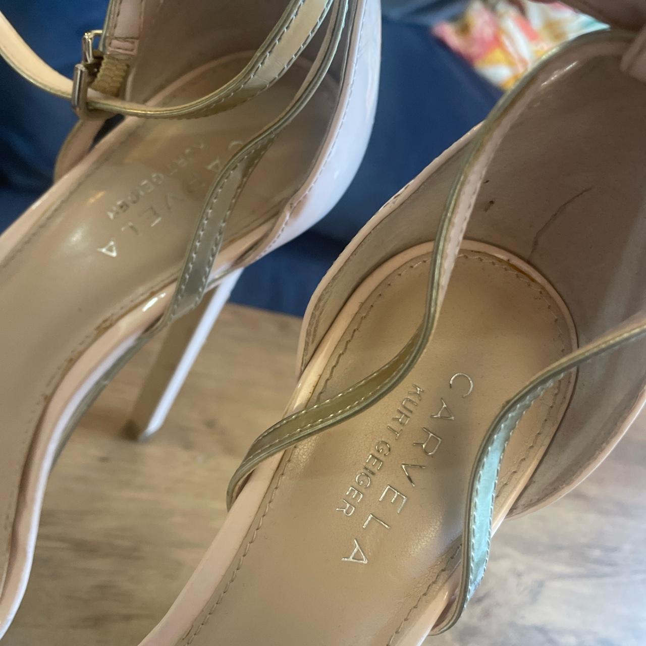 Kurt Geiger Women's Pink and Gold Courts | Depop