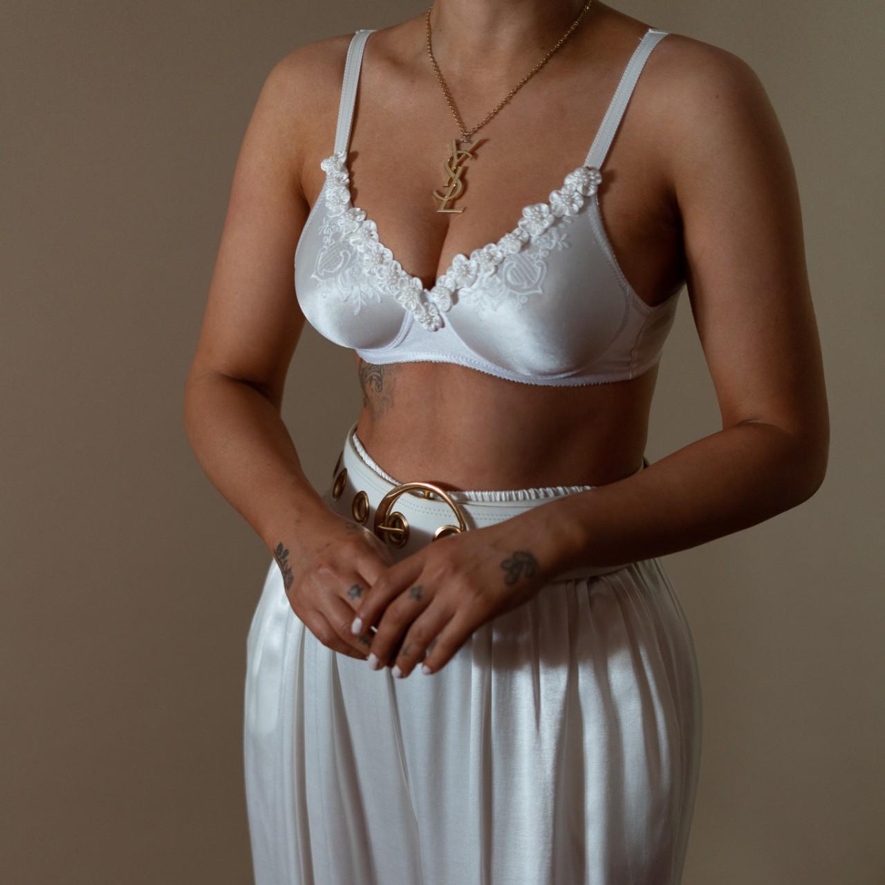 Jaw dropping white bralette in the prettiest... - Depop