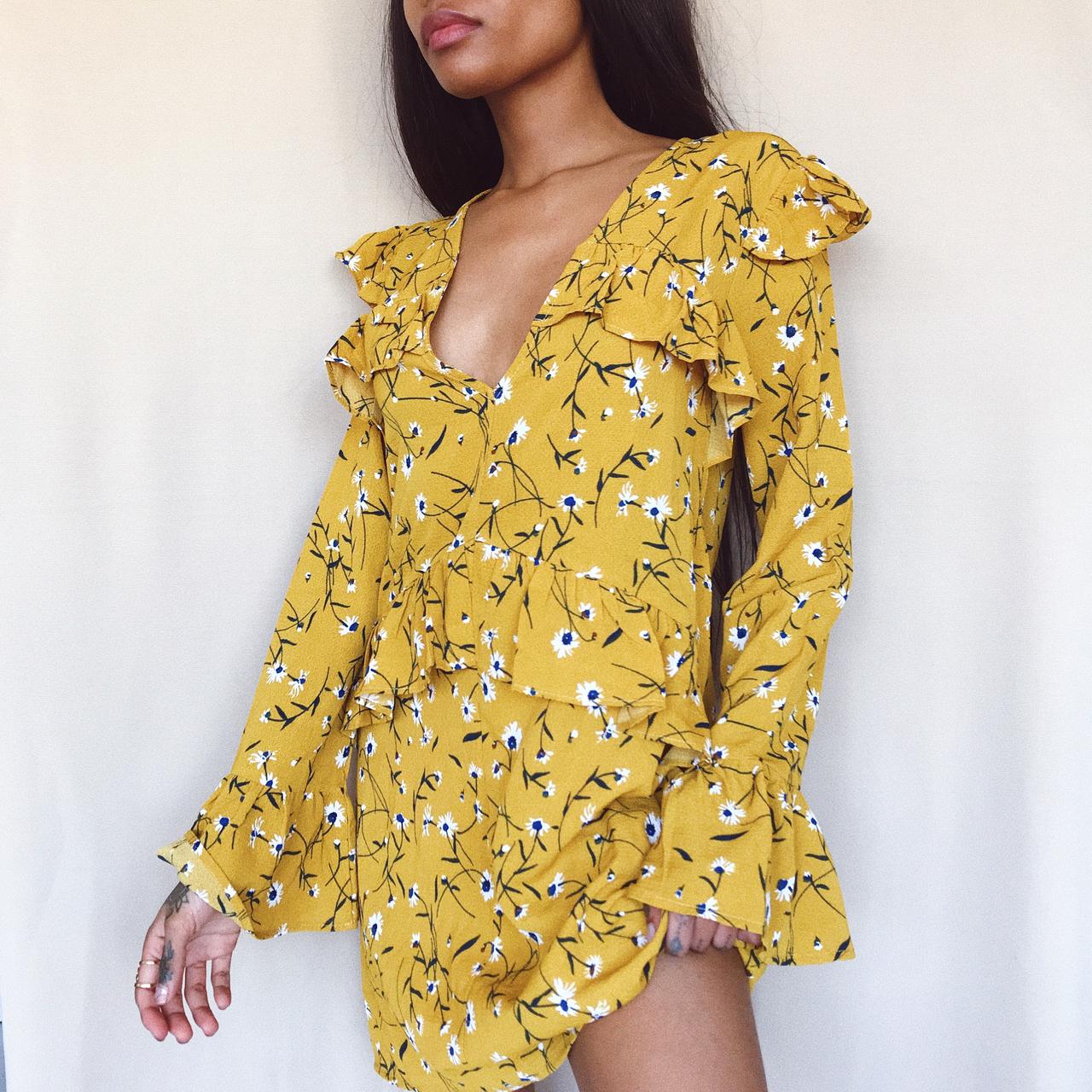 Topshop yellow floral outlet dress