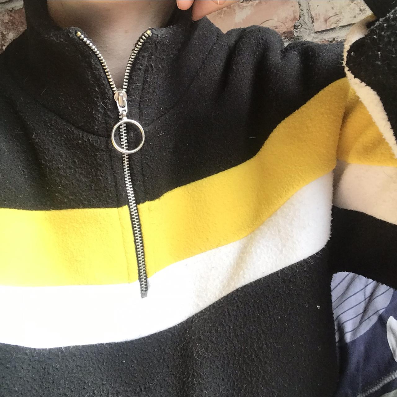 yellow-black-and-white-striped-fleece-jumper-from-depop