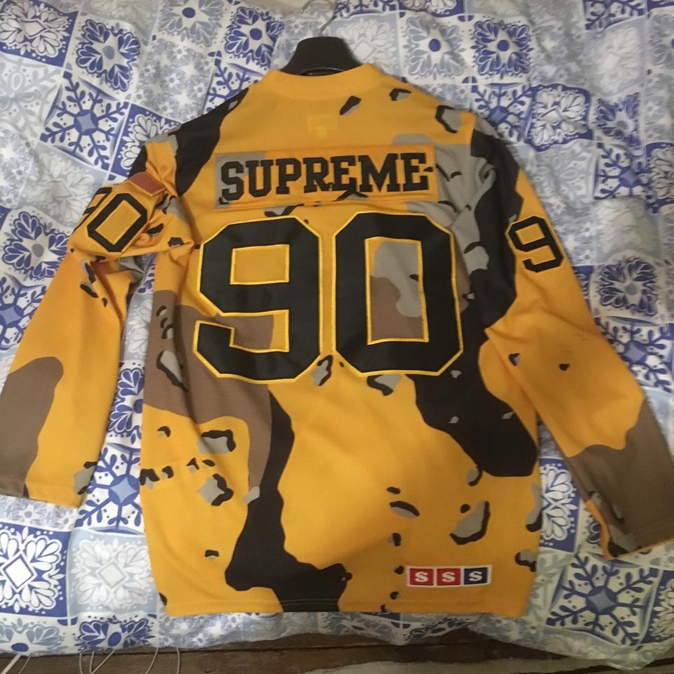 Supreme yellow camo hockey jersey from FW14 in... - Depop