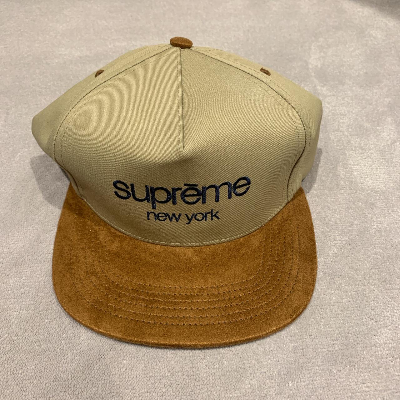 Supreme classic logo cap with suede visor tan...