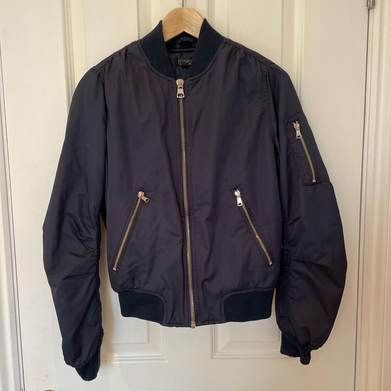 topshop navy bomber jacket