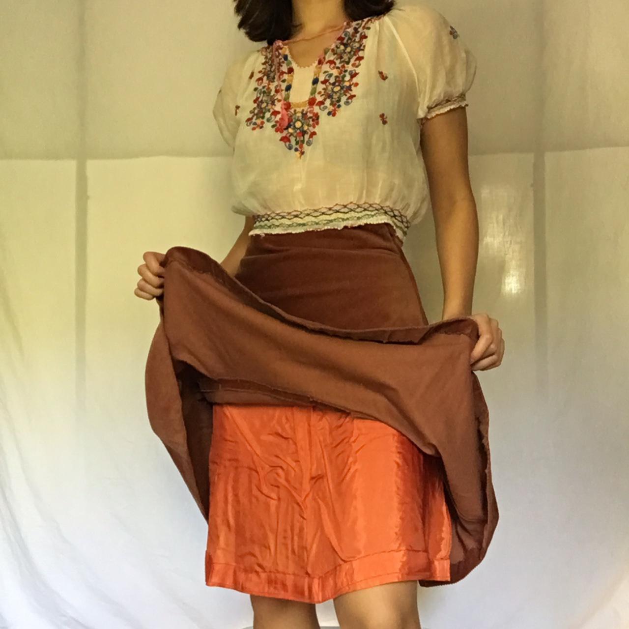 Women's Orange and Burgundy Skirt