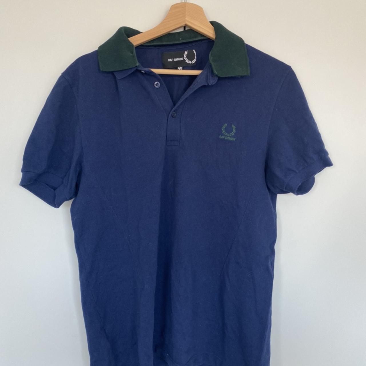Navy and green Raf Simmons polo with detachable... - Depop