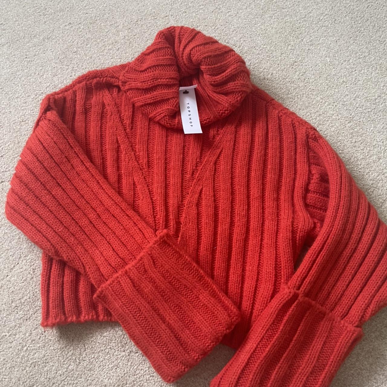 orange vibrant knitted jumper from high... Depop