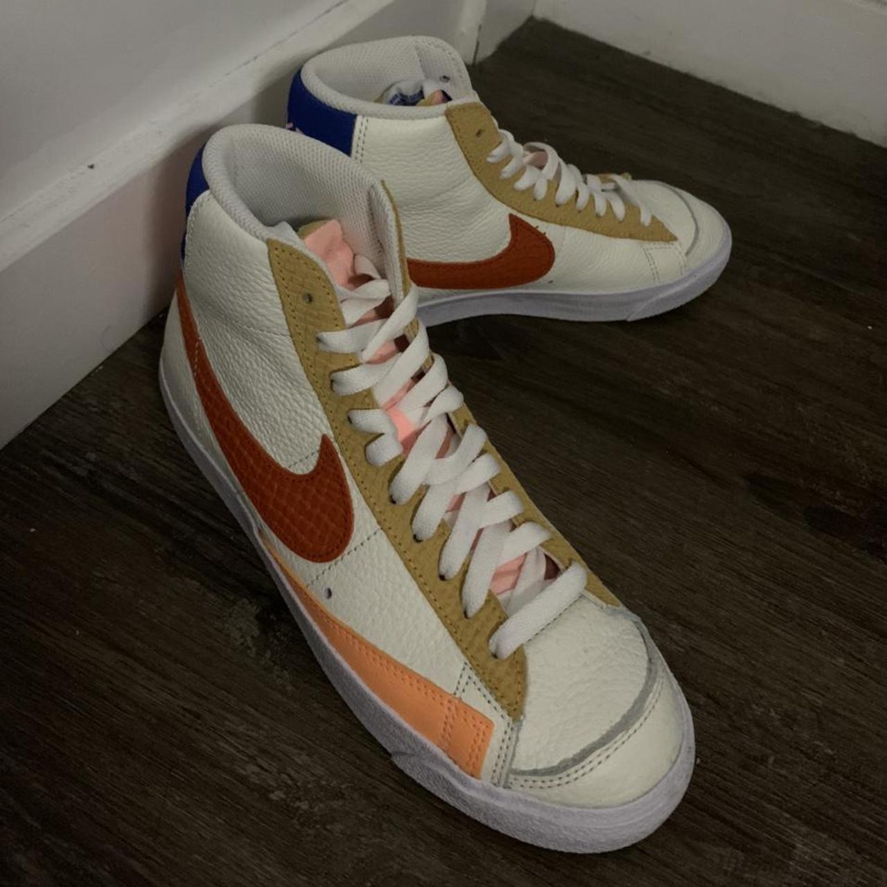 nike blazer mid 77 trainers in off white sunset tones