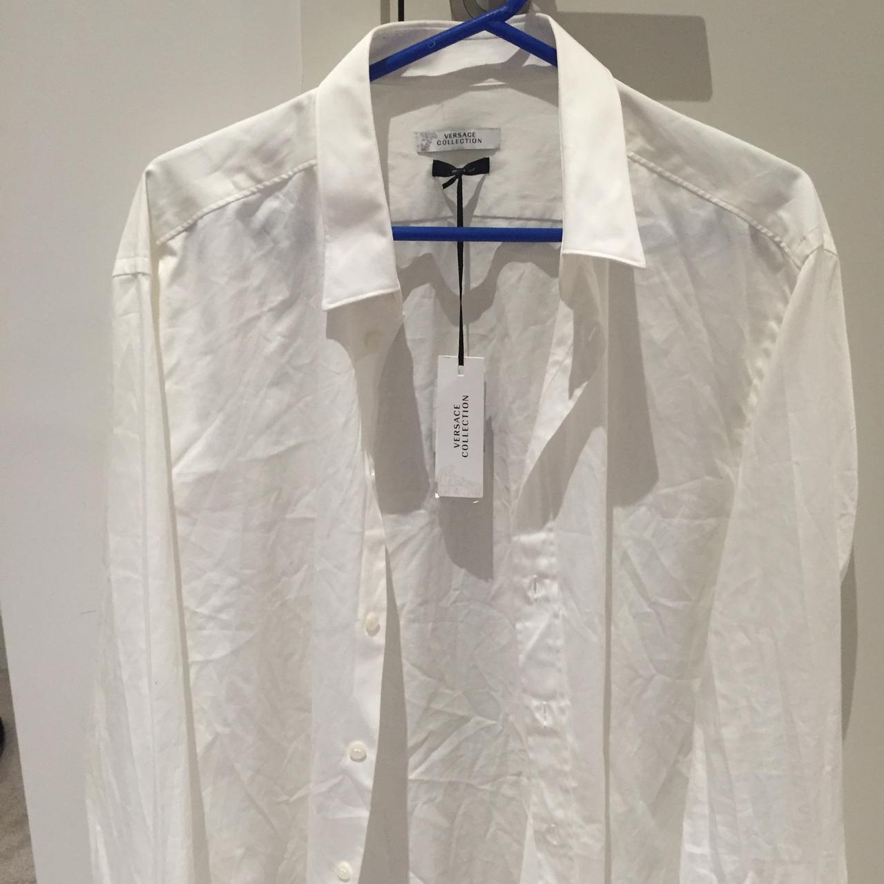 versace white silk shirt