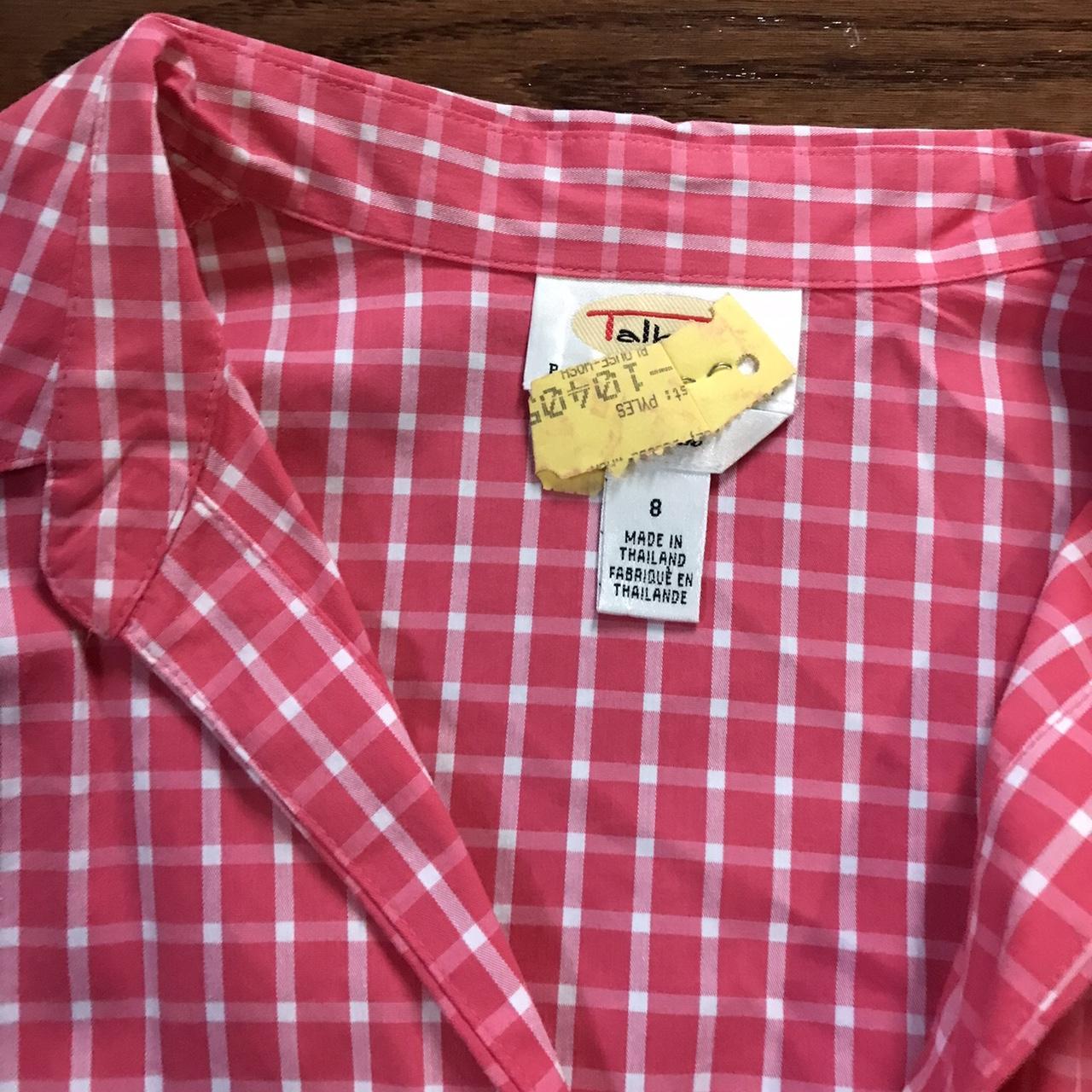 Vintage Talbots Wrap Pink Plaid Shirt •great used... - Depop