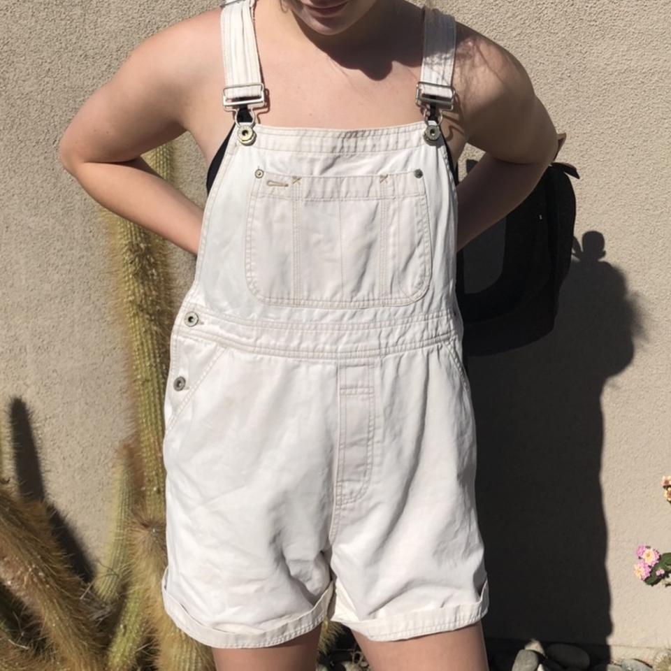 cream overall shorts