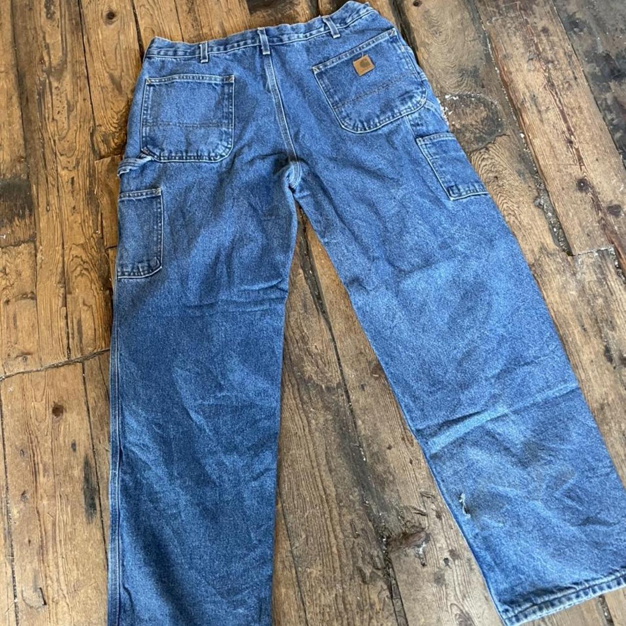 Vintage 90s Carhartt denim lined carpenter... - Depop