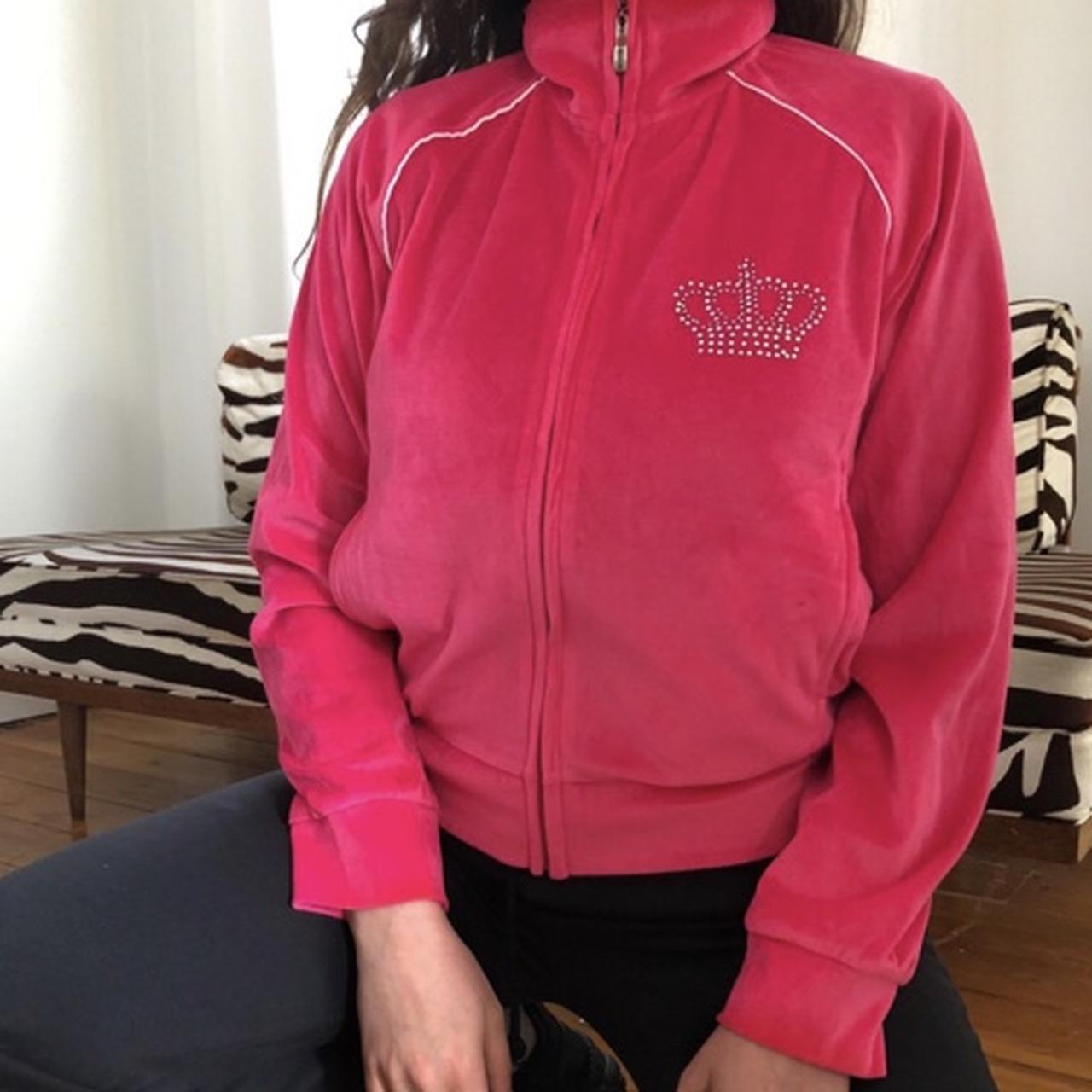 Crown diamonte hot pink velour jacket! Juicy couture... Depop