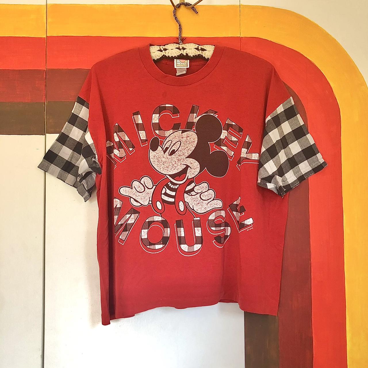 Vintage Mickey Mouse Checkered Tee ️🤍🖤 Super fun... - Depop
