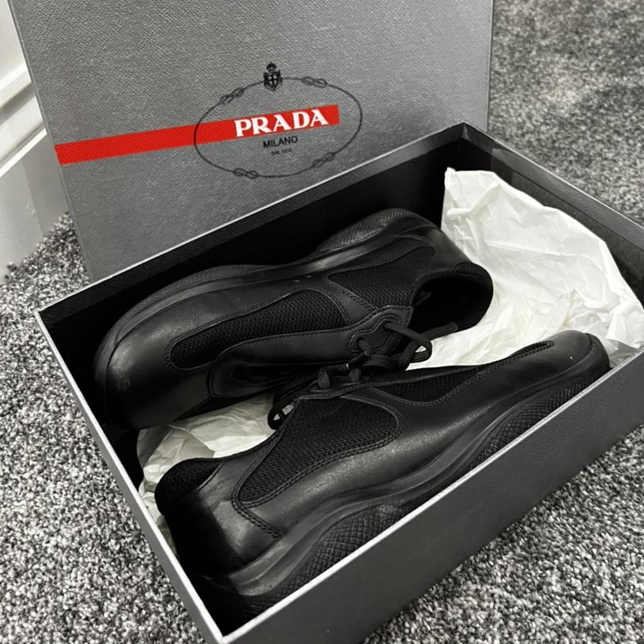 Womens prada trainers worn 3 times like new size 36... - Depop