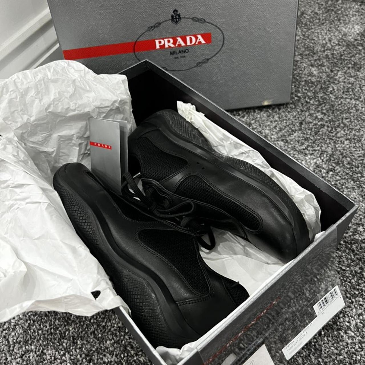 Womens prada trainers worn 3 times like new size 36... - Depop