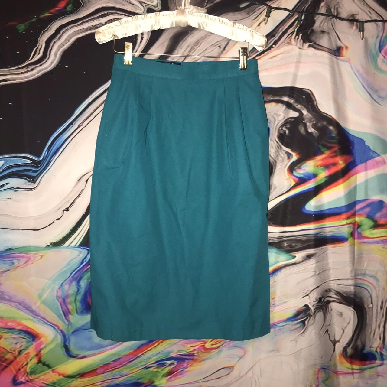 Stylish and simple teal skirt! Sleek design! Slip... - Depop