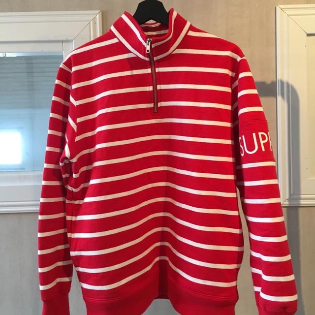 Supreme striped half zip sweater fw16 Quality 9.5/10... - Depop