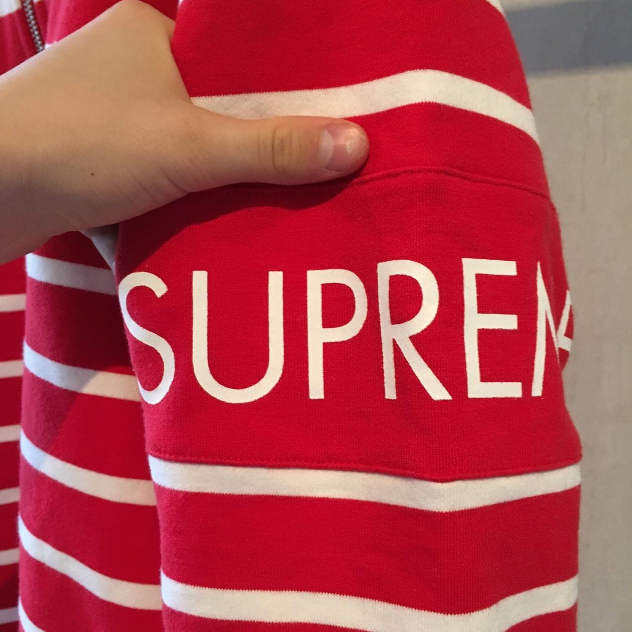 Supreme striped half zip sweater fw16 Quality 9.5/10... - Depop