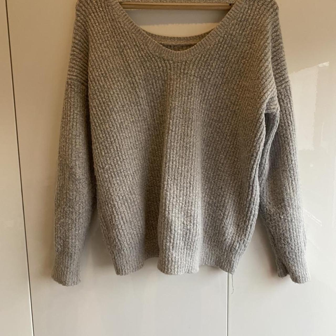 Primark grey jumper with cut back, size... - Depop