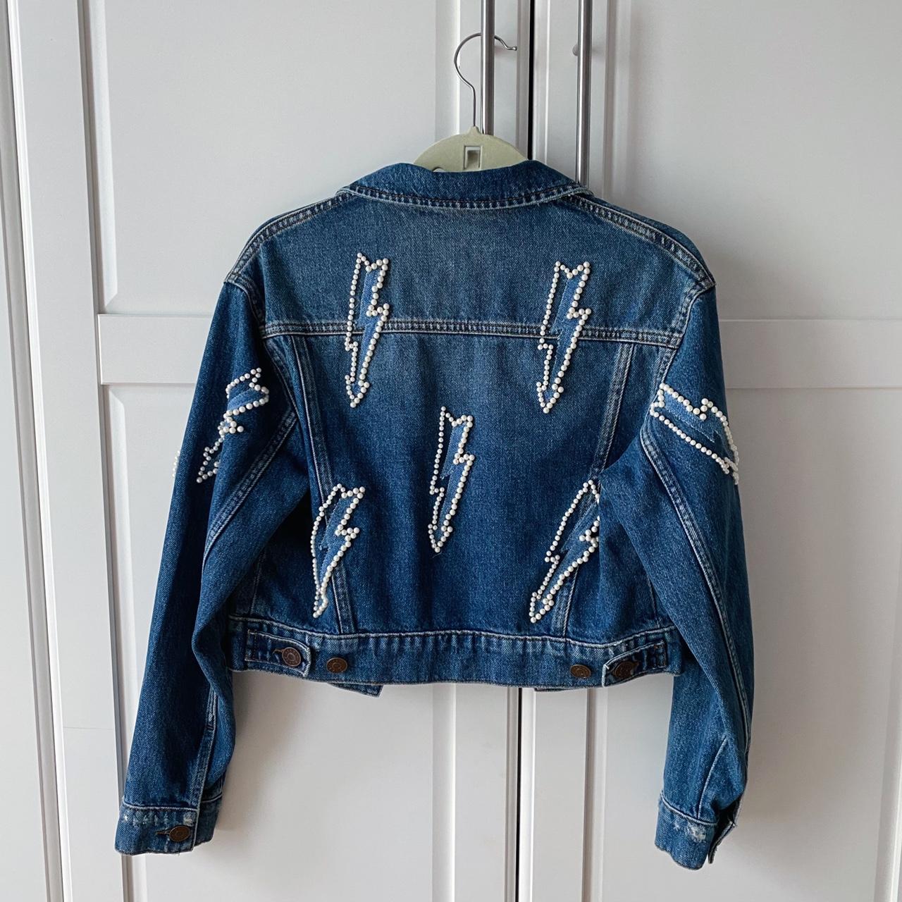 Sandro denim clearance jacket with pearls