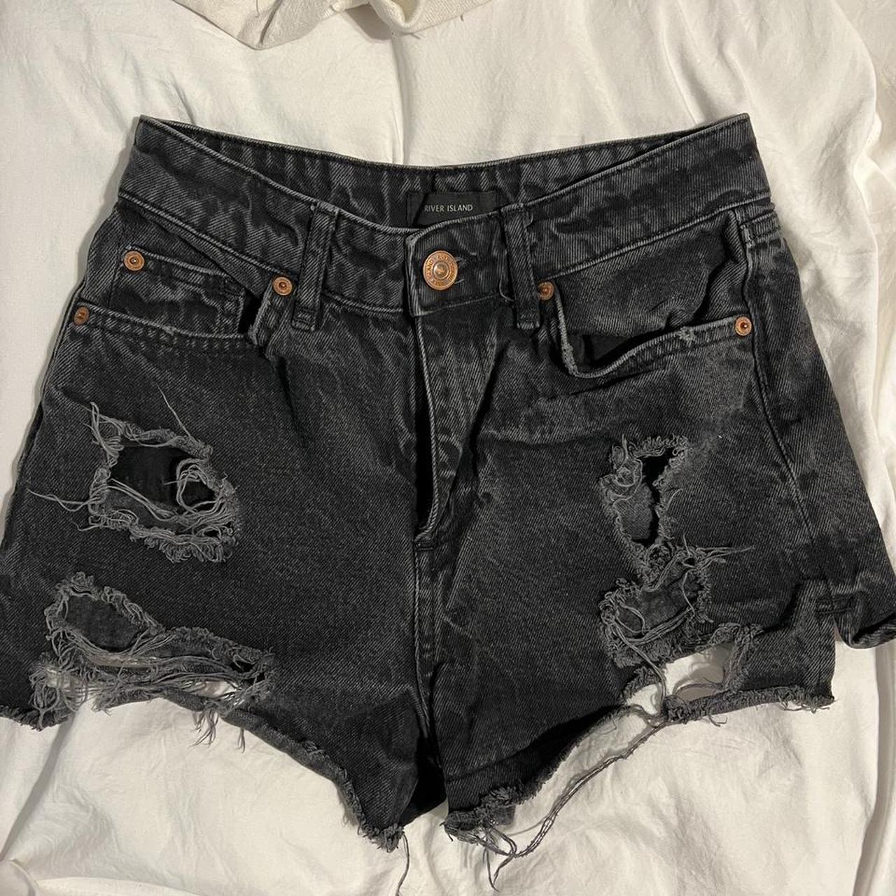 Black ripped shop shorts river island