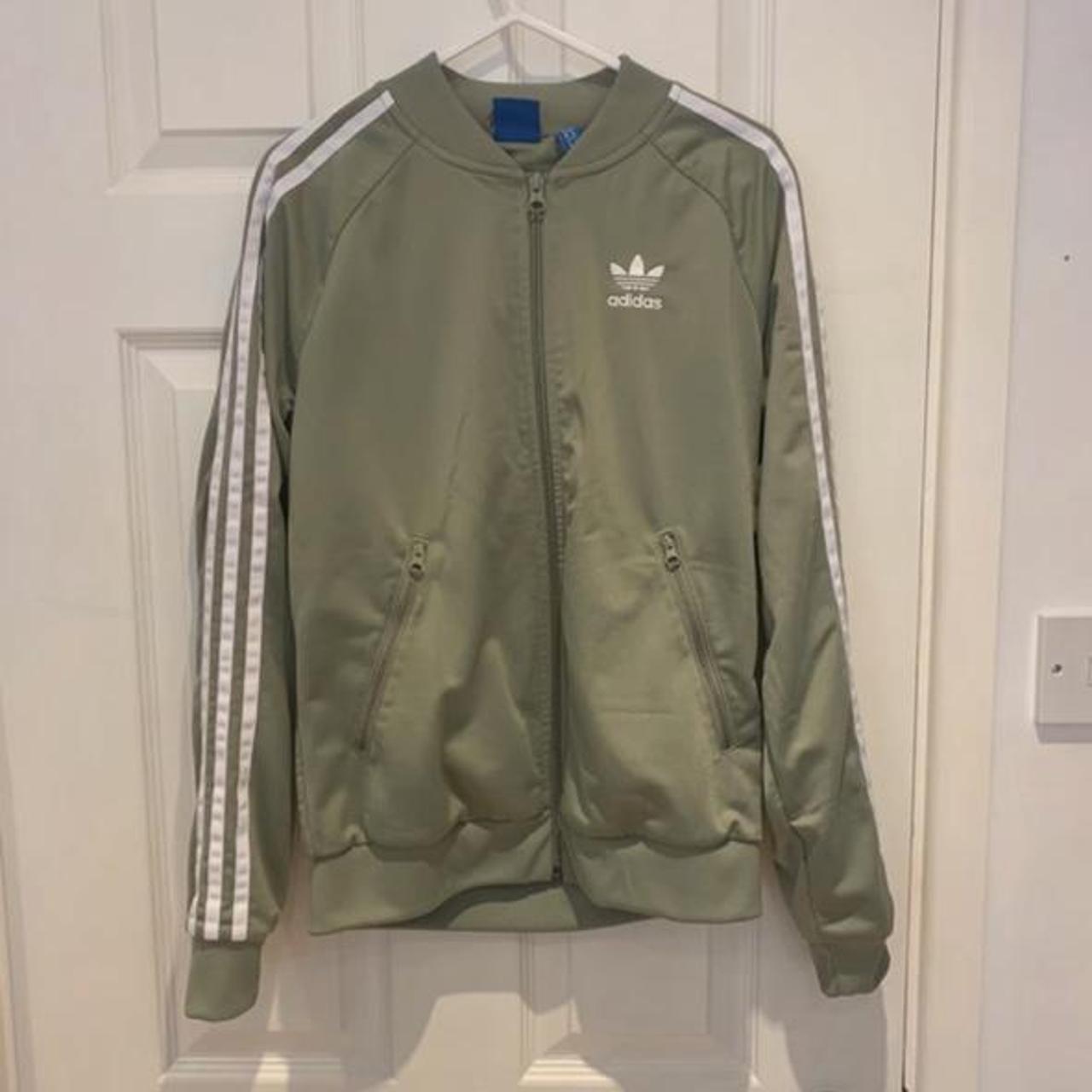 Green/khaki Adidas jacket In perfect condition, size... - Depop