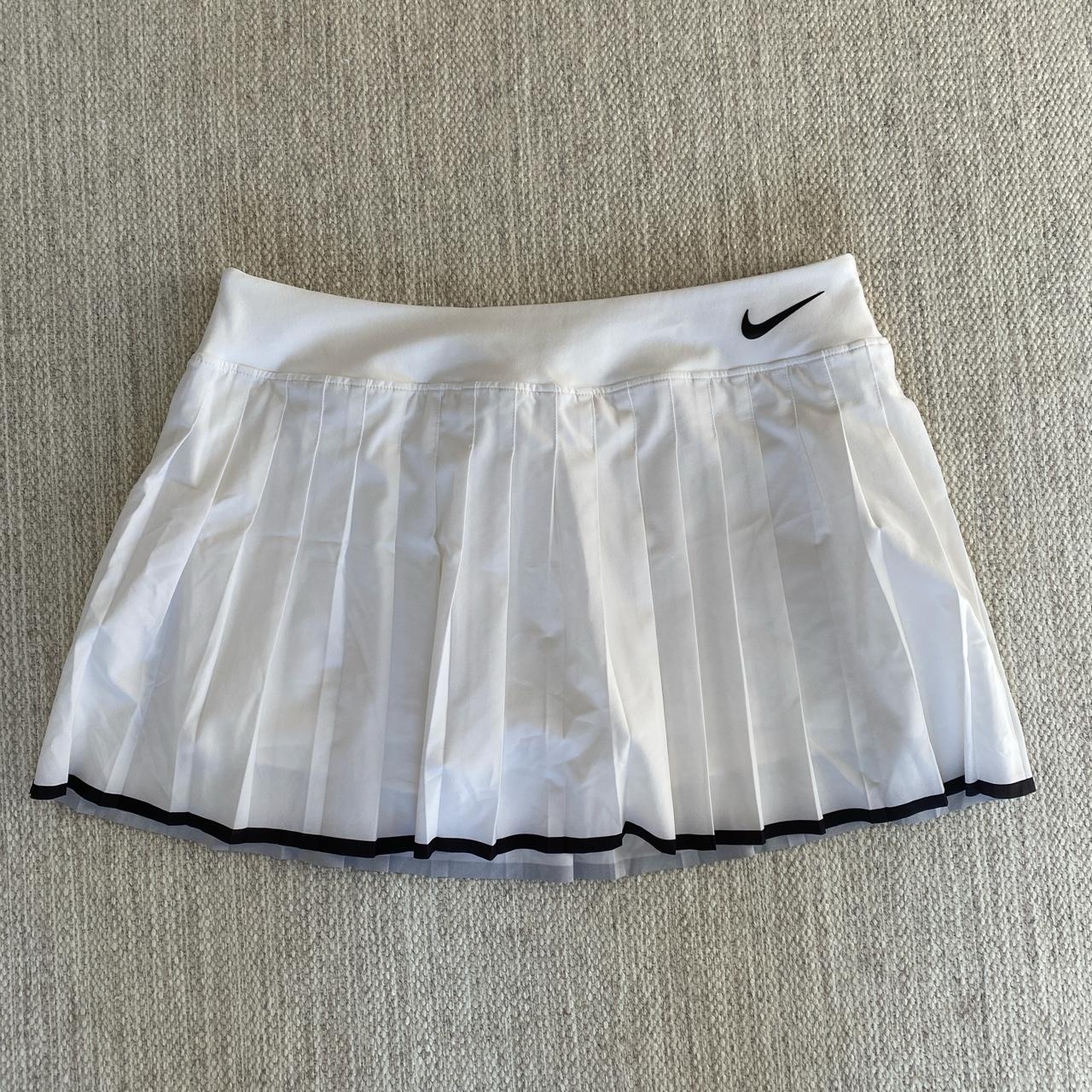 White With Navy Trim Nike Pleated Tennis Skirt In Depop