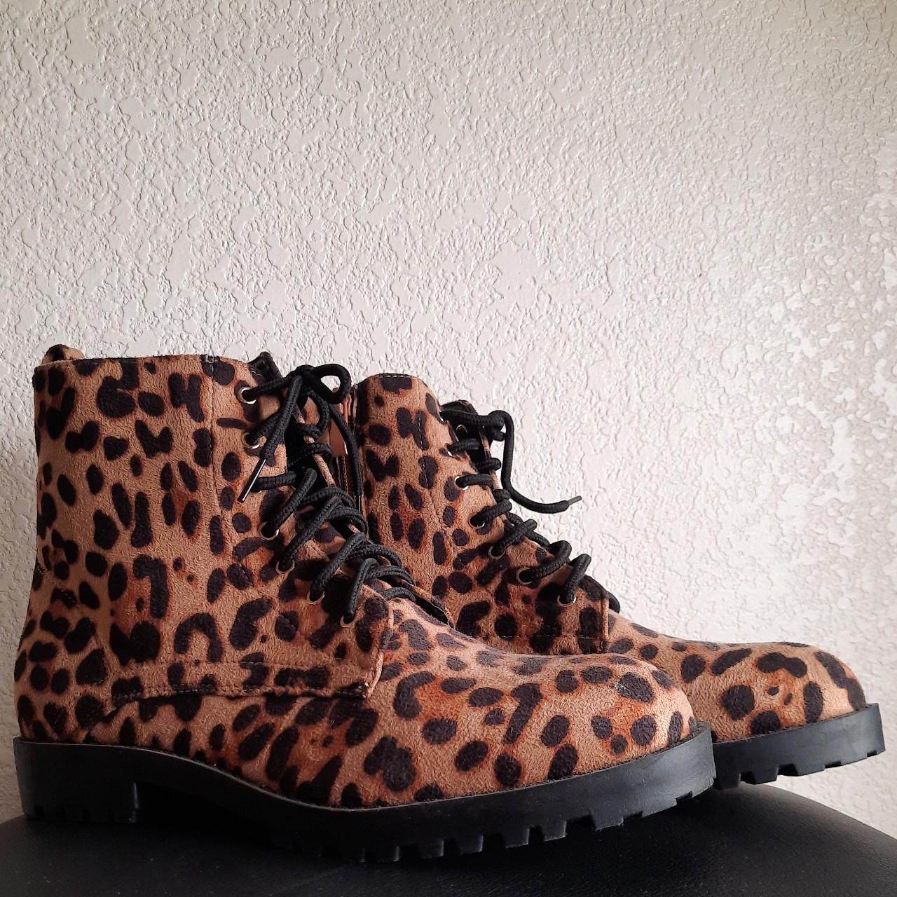 Leopard combat boots - New / never worn - Size 8.5... - Depop