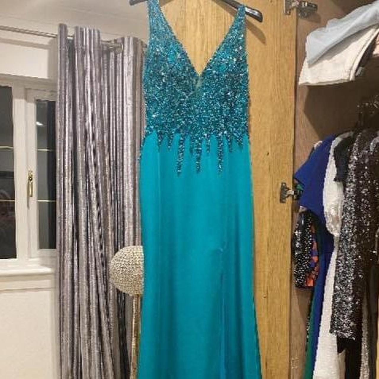 Green emerald long gown dress, would fit size... - Depop