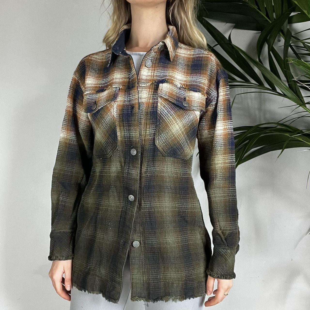 Anneli Plaid Shirt Jacket two tone jacket in colour... Depop