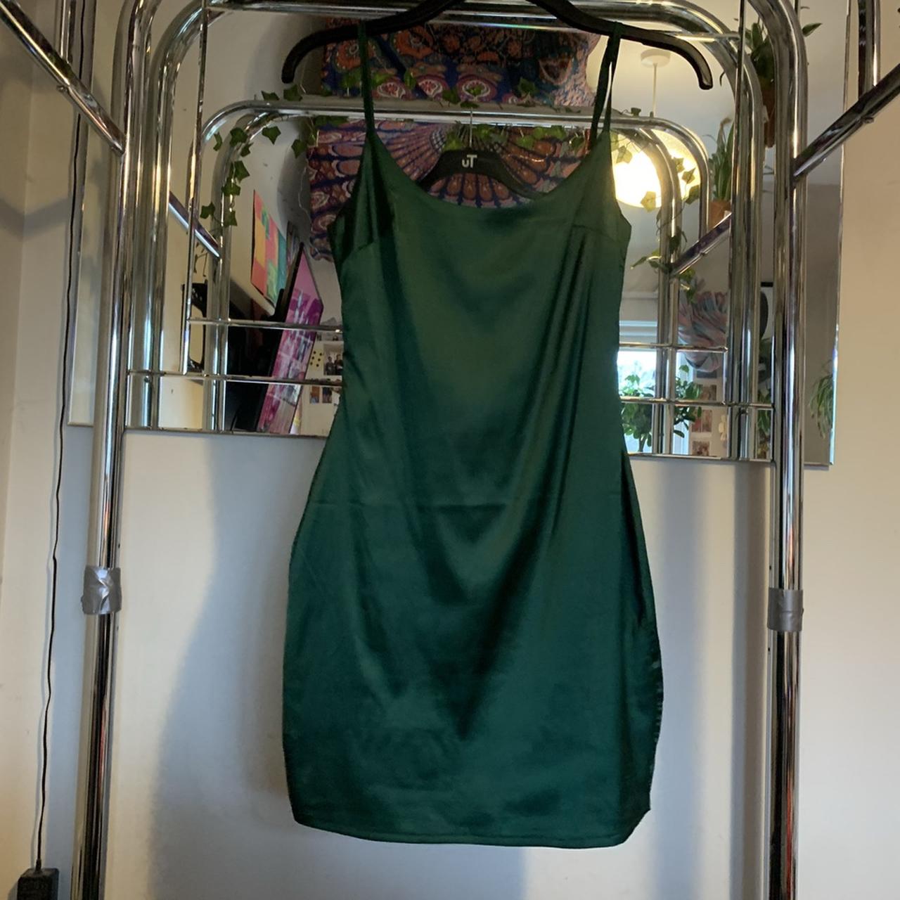 really cute green satin bodycon missguided dress,... - Depop
