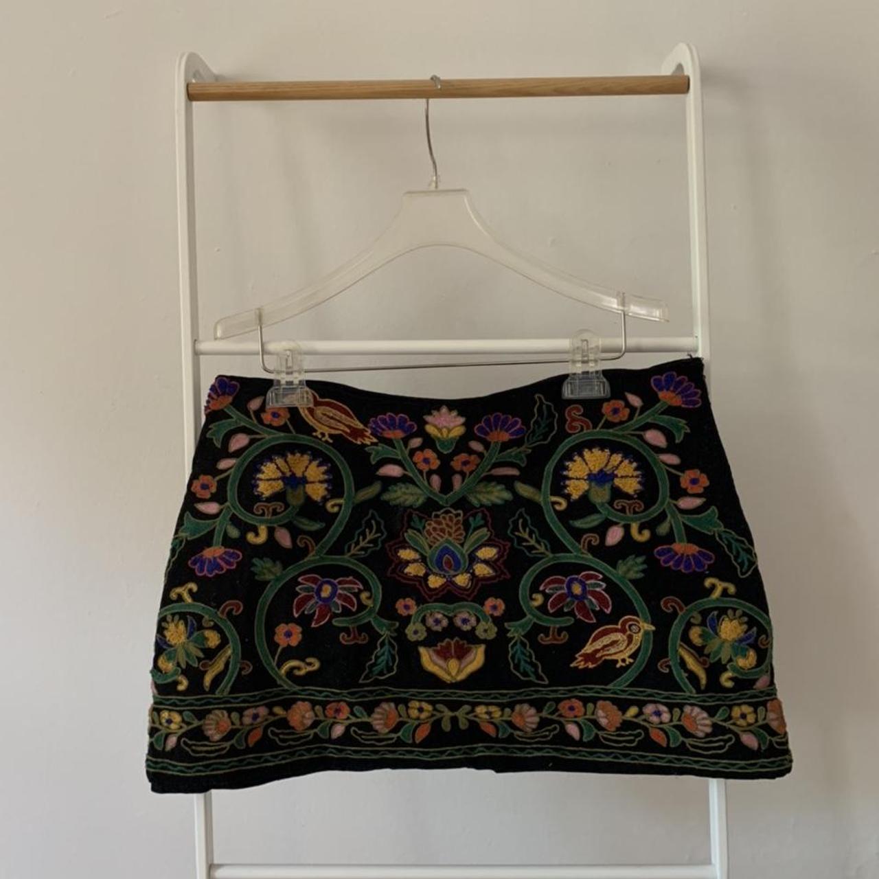 ZARA TAPESTRY/EMBROIDERED MINI SKIRT Cotton with... Depop