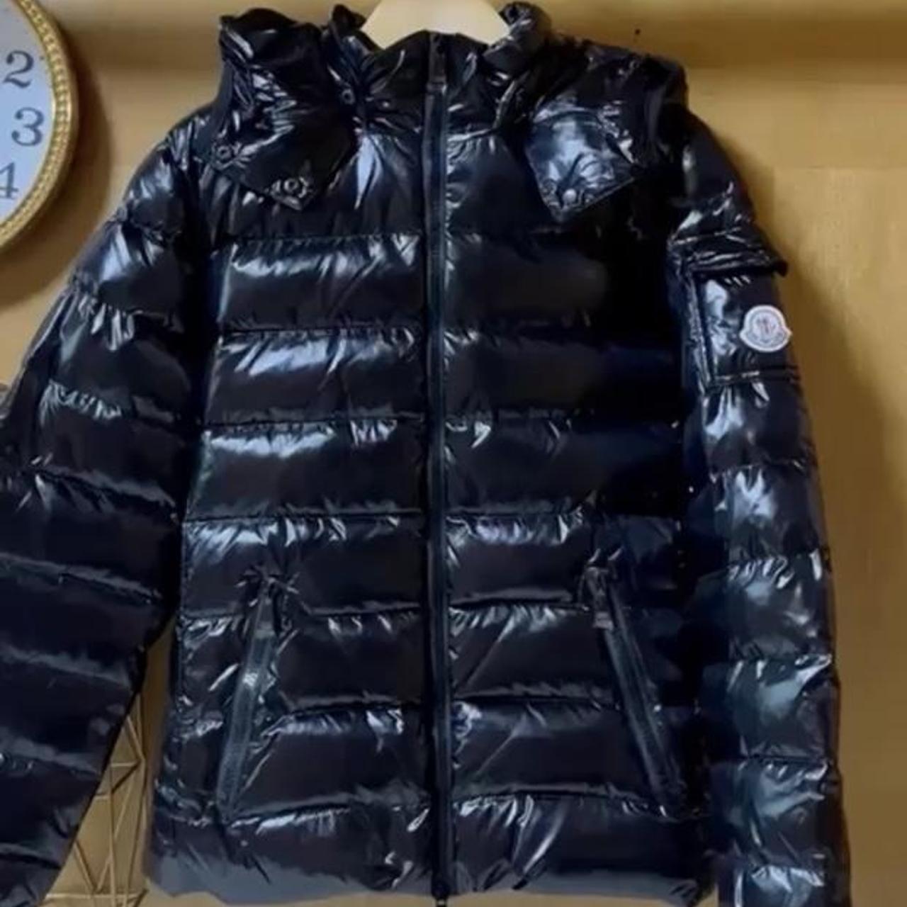 Mens black Moncler puffer with hood. Brand new with... - Depop