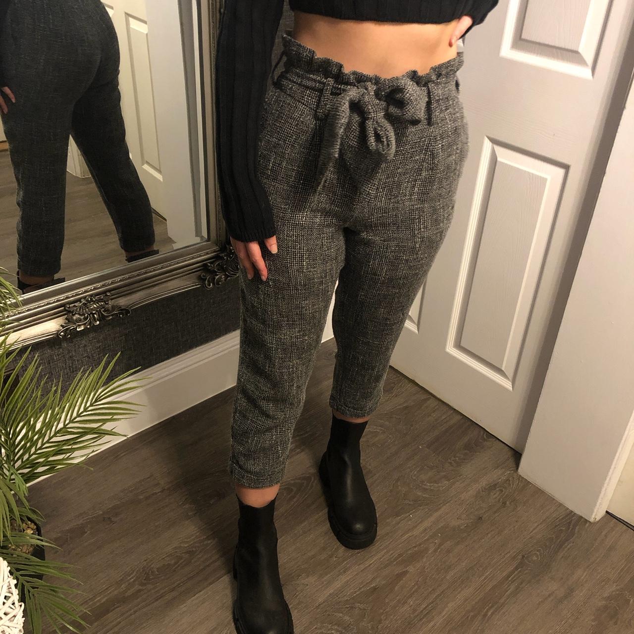 Topshop black sale paperbag trousers