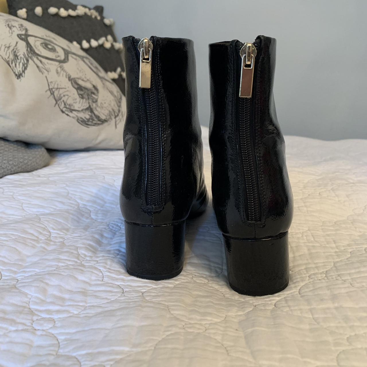 faux patent leather boots
