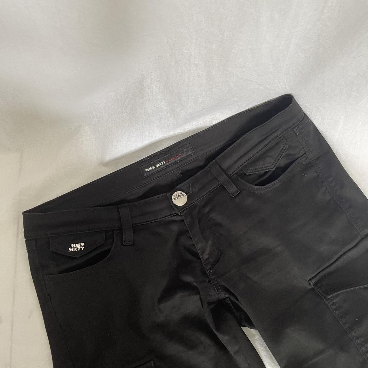 Y2k miss sixty black cargo skinny 3/4 jeans. Zips on... - Depop