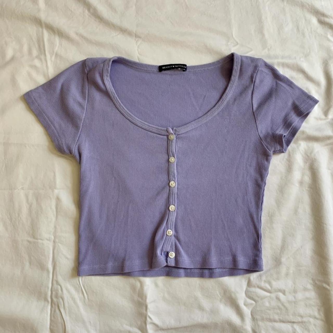 PURPLE BRANDY MELVILLE BUTTON UP TOP💜💜 Great... Depop