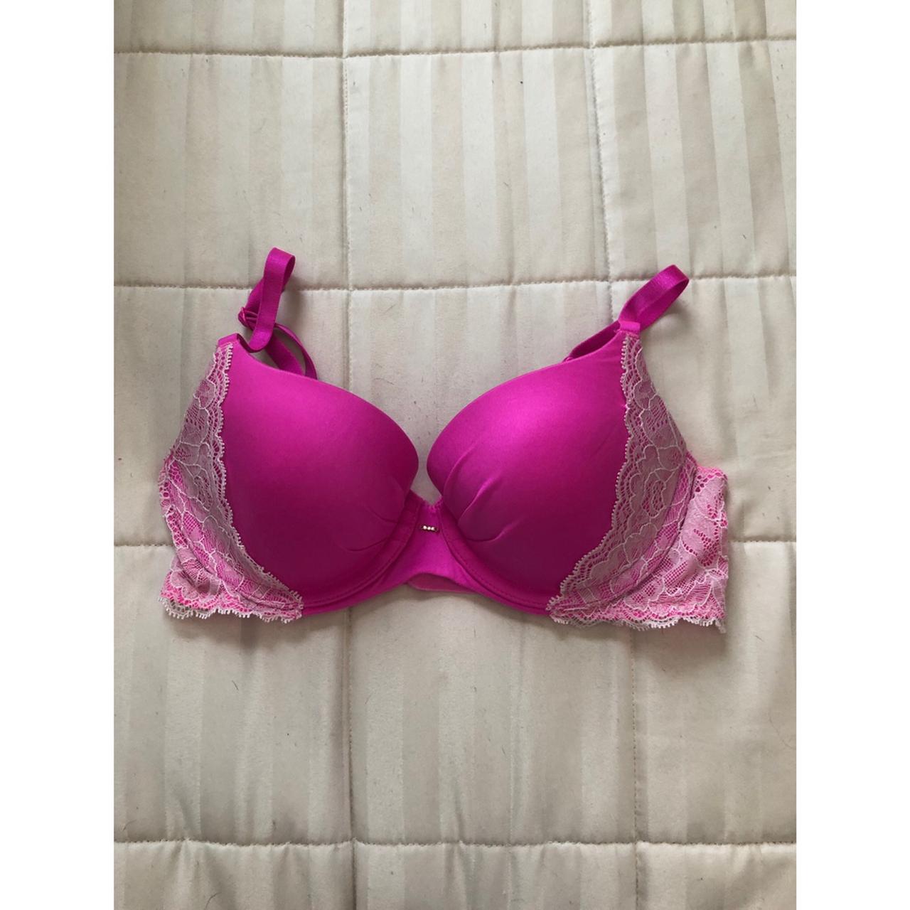 Victoria's Secret Bra ✨ Hot pink, silky bra w/ - Depop