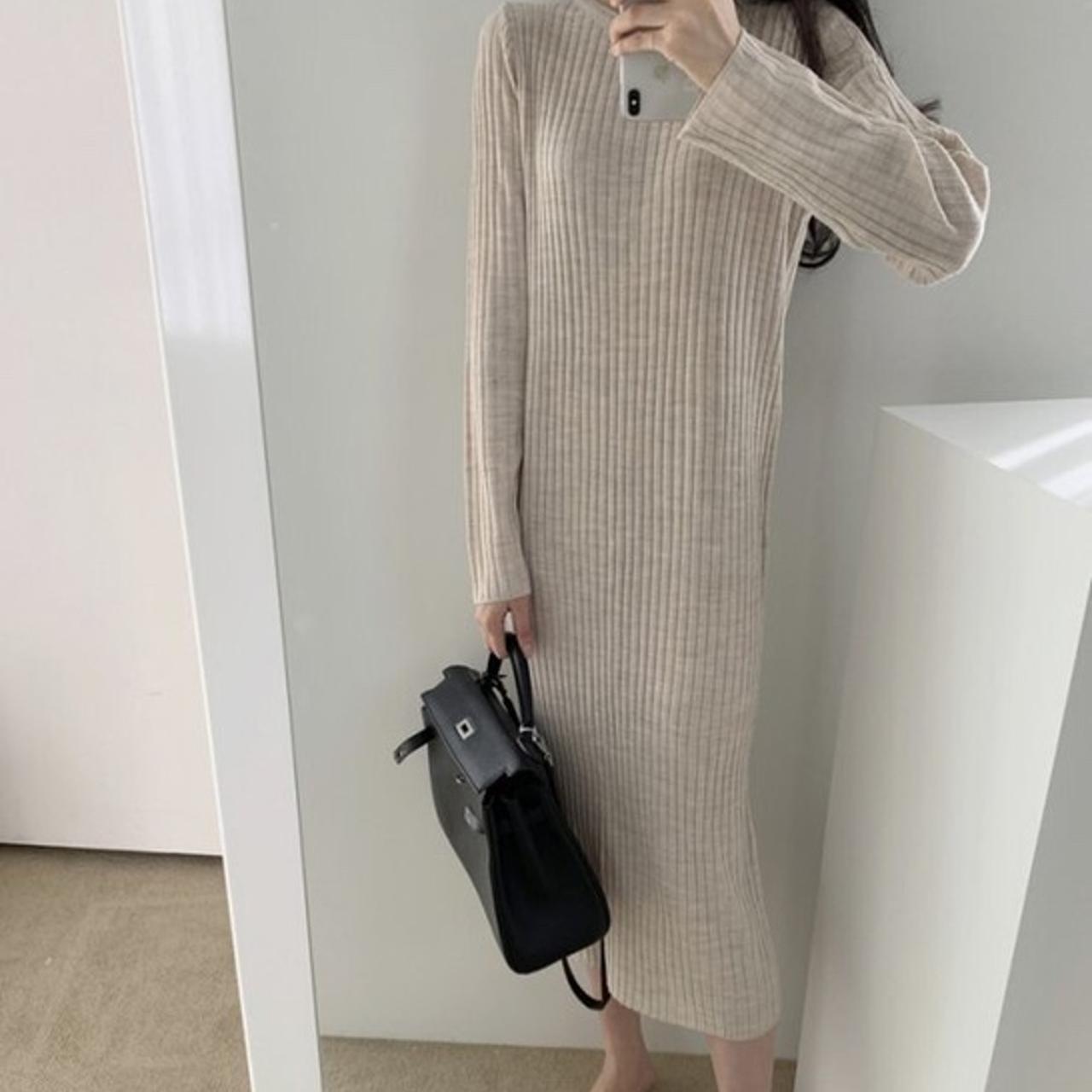 Women's Tan and Grey Dress | Depop