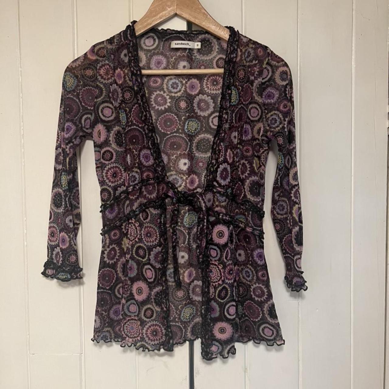 Lovely purple floral mesh cardigan Depop