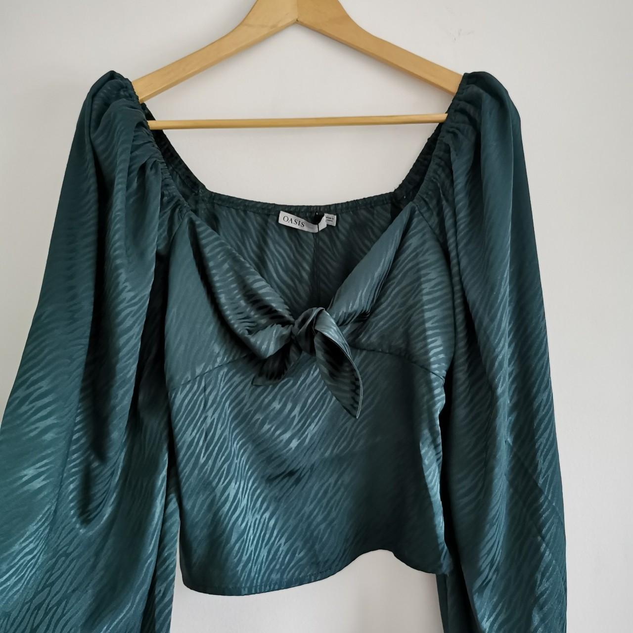 Lovely brand new emerald green top with zebra print... - Depop