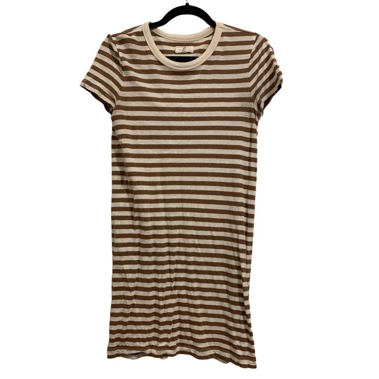 Lou & Grey Women's White and Khaki Dress Depop