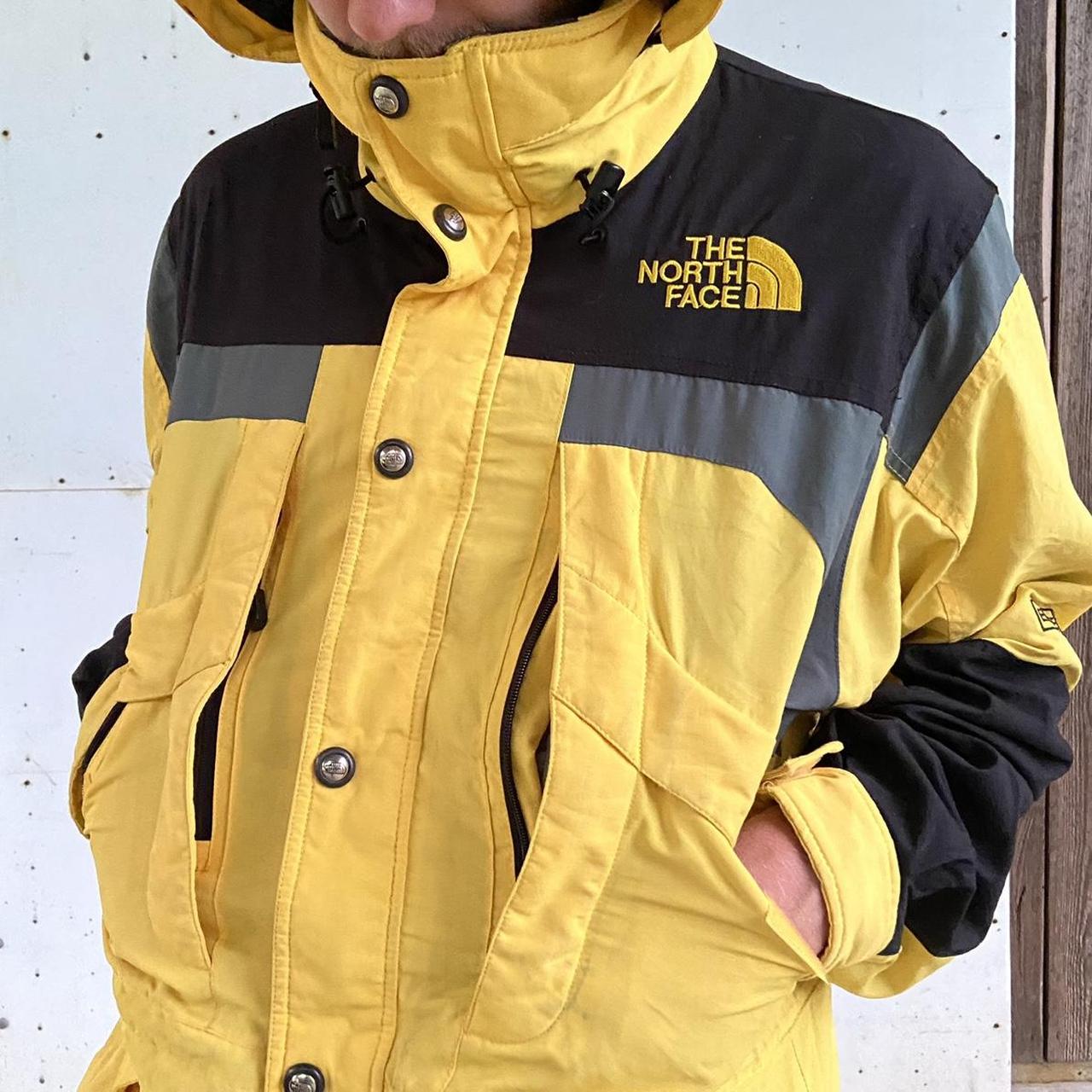 Vintage Yellow North Face jacket Black grey and... Depop
