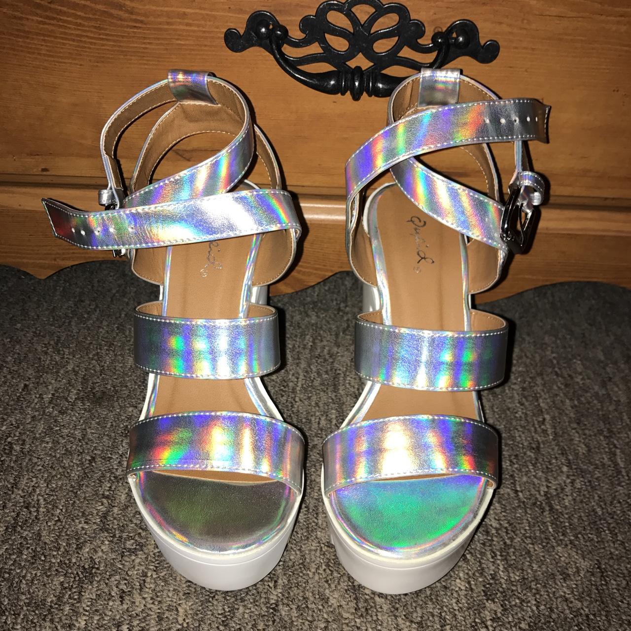holographic block heels