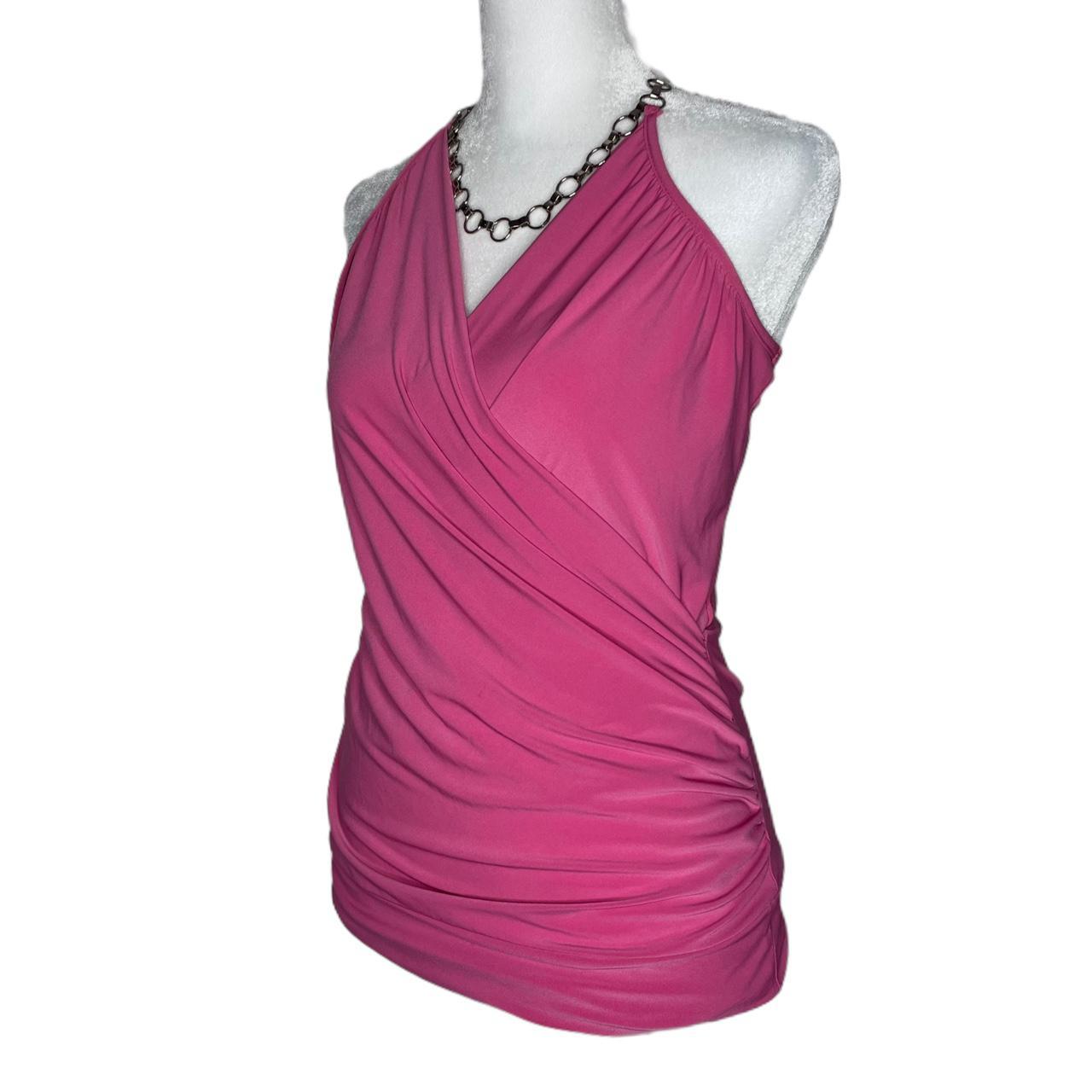 Pink y2k chain top Size: Fits like a women's... - Depop