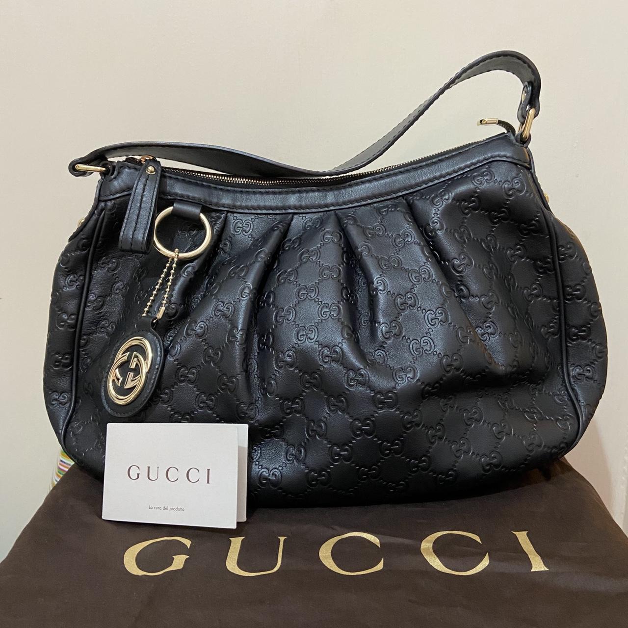 GUCCI Hobo Guccissima monogram BLACK leather bag