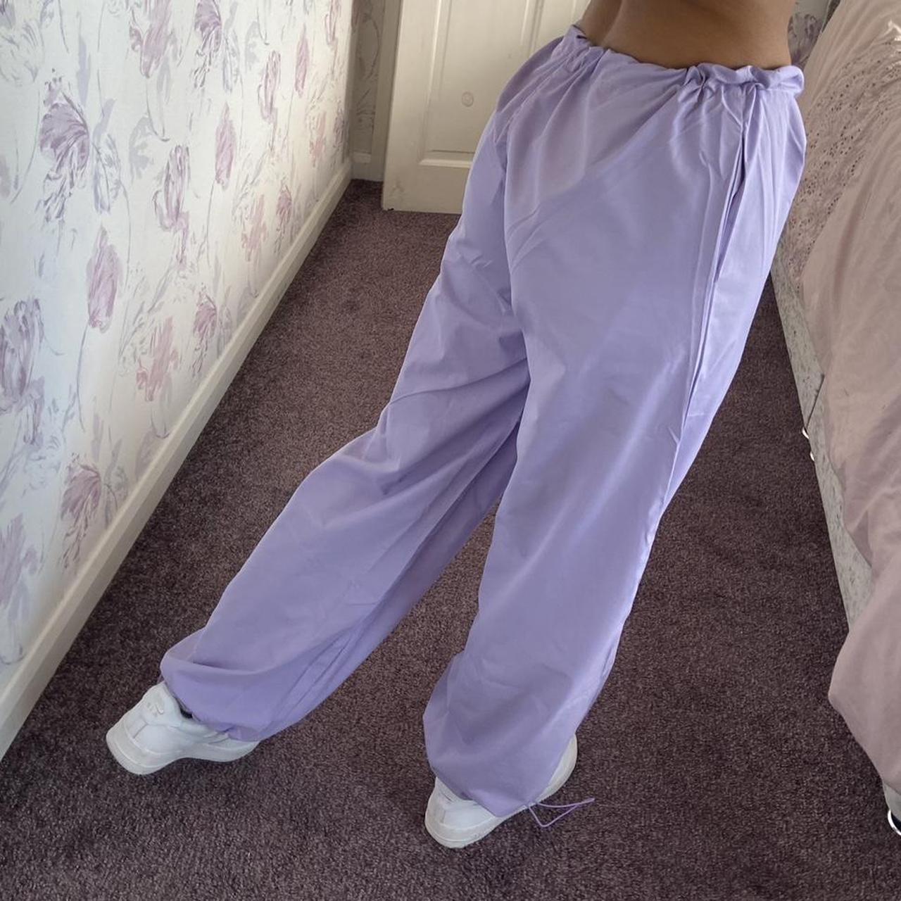 Baggy trousers purple festival drawstring waist and... - Depop